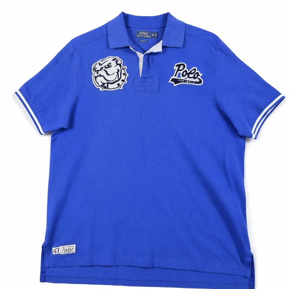 Polo Ralph Lauren Bulldog Graphic Polo Shirt Mens XL Blue Short Sleeve Rugby